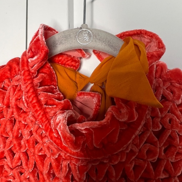 Free People Tangerine Gum Drop Open Back Velvet Mini Dress Women's Size Medium - Picture 5 of 8